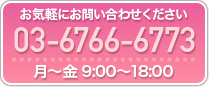 お気軽にお問い合わせください 03-6766-6773 月～金 9:00～18:00